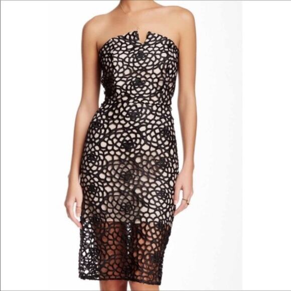 Romeo + Juliet Couture Strapless Floral Embroidered Evening Cocktail Dress NWT - Picture 1 of 11